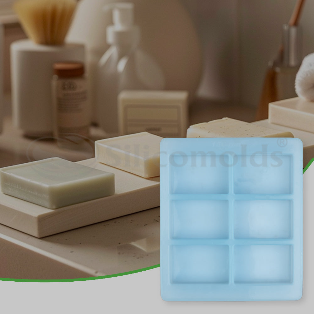 SILICOMOLDS- 150gms - Rectangle Shape - 6 Cavities Silicone Soap Mold-URP012SM